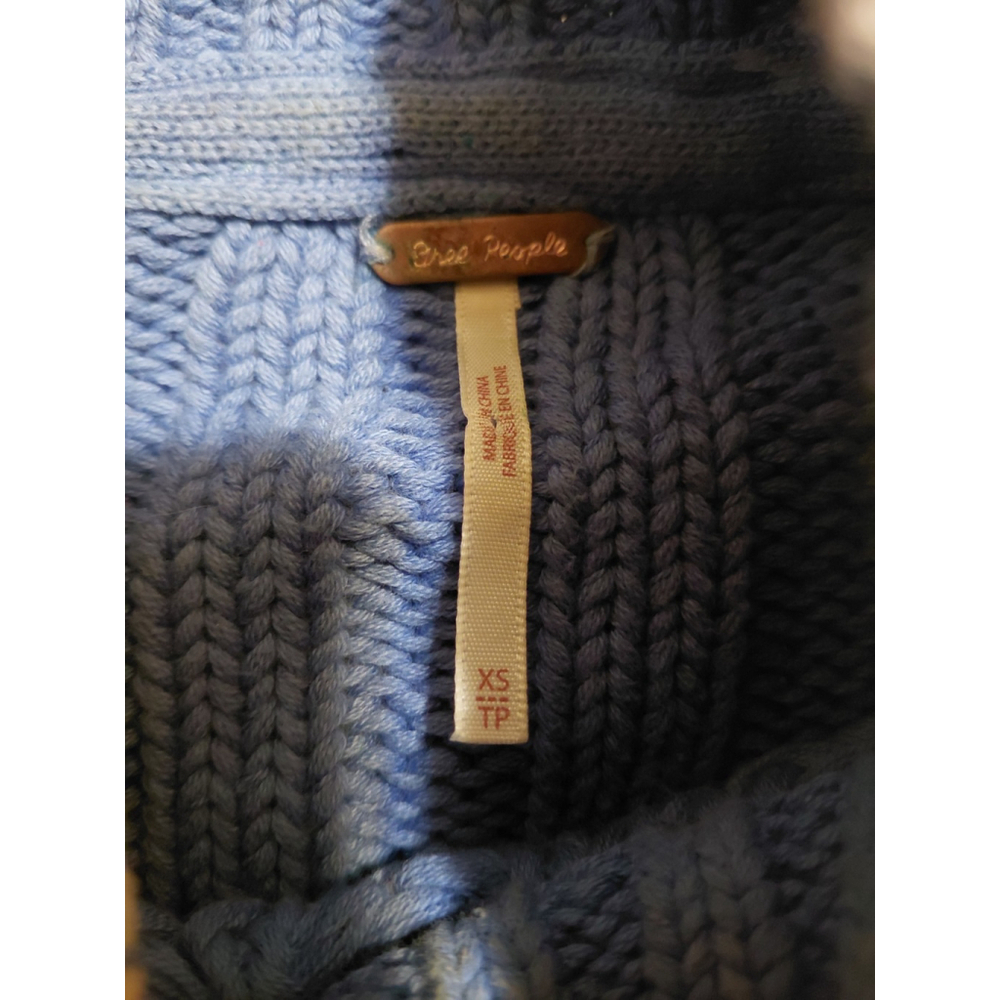 Free People Sweater Sweetheart Chunky Rib Knit Blue Purple Pullover Size XS - Picture 6 of 11